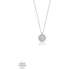 Swarovski Taşlı Gümüş Tektaş Bayan Kolye