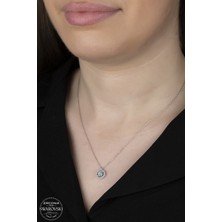 Swarovski Taşlı Gümüş Tektaş Bayan Kolye