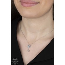 Swarovski Taşlı Gümüş Anahtar Bayan Kolye