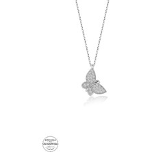 Swarovski Taşlı Gümüş Kelebek Bayan Kolye
