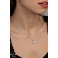 Swarovski Taşlı Gümüş Kelebek Bayan Kolye