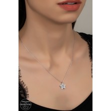 Swarovski Taşlı Gümüş Yıldız Bayan Kolye