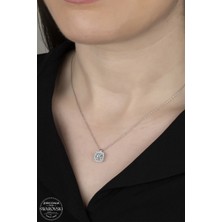 Swarovski Taşlı Gümüş Baget Tektaş Bayan Kolye