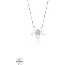 Swarovski Taşlı Gümüş Çiçek Bayan Kolye