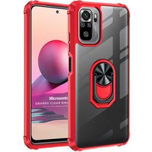 Microsonic Xiaomi Poco M5S Kılıf Grande Clear Ring Holder Kırmızı
