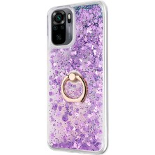 Microsonic Xiaomi Poco M5S Kılıf Glitter Liquid Holder Mor