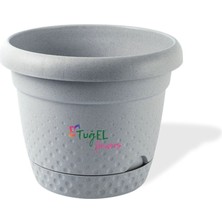 Tuğel Flowers Inci Saksı No:3 Plastik Gri (Hacim-4.9 Litre)