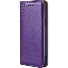 Wansheng Asus Zenfone 8 ZS590KS Izgara Dokulu Manyetik Flip Deri Telefon Kılıfı - Mor  (Yurt Dışından)