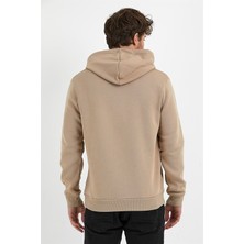Jack Morino Bej Renk Kanguru Cepli Kapüşonlu Sweatshirt 019883