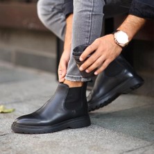 Glb - Sail Lakers Yeni Sezon Erkek Eva Taban Deri Chelsea Casual Bot - Siyah