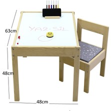 Masal Oyuncak Ahşap Çocuk Masası Yaz Sil Yüzey