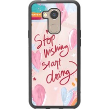 Spoyi General Mobile Gm 8 Pembe Motto Tasarımlı Glossy Telefon Kılıfı