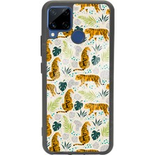 Spoyi Oppo Realme C15 Kaplan Art Tasarımlı Glossy Telefon Kılıfı