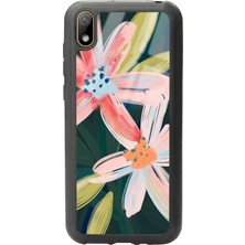 Spoyi Huawei Y5 (2019) Suluboya Çiçek Tasarımlı Glossy Telefon Kılıfı
