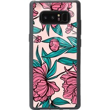 Spoyi Samsung Galaxy Note 8 Fuşya Çiçekli Tasarımlı Glossy Telefon Kılıfı