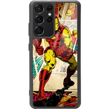 Spoyi Samsung Galaxy S-21 Ultra Iron Man Demir Adam Tasarımlı Glossy Telefon Kılıfı