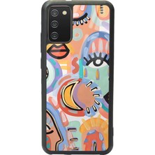 Spoyi Samsung Galaxy A-02S Suluboya Retro Göz Tasarımlı Glossy Telefon Kılıfı