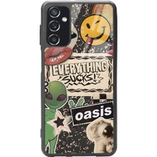 Spoyi Samsung Galaxy M52 Retro Sticker Tasarımlı Glossy Telefon Kılıfı