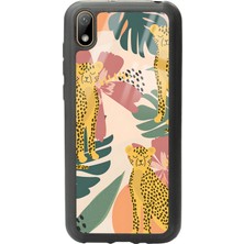 Spoyi Huawei Y5 (2019) Çiçekli Leopar Tasarımlı Glossy Telefon Kılıfı