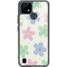 Spoyi Oppo Realme C21 Nude Çiçek Tasarımlı Glossy Telefon Kılıfı