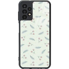 Spoyi Samsung Galaxy A-13 Yeşil Yapraklı Tasarımlı Glossy Telefon Kılıfı