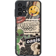 Spoyi Samsung Galaxy A-13 Retro Sticker Tasarımlı Glossy Telefon Kılıfı