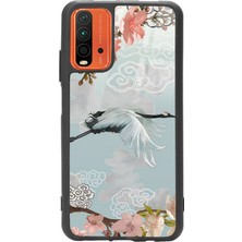 Spoyi Xiaomi Redmi 9t Suluboya Leylek Tasarımlı Glossy Telefon Kılıfı