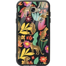Spoyi Samsung Galaxy A7 (2017) Çiçekli Kediler Tasarımlı Glossy Telefon Kılıfı