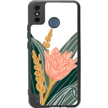 Spoyi Tecno Spark 6 Go Beyaz Karanfil Tasarımlı Glossy Telefon Kılıfı