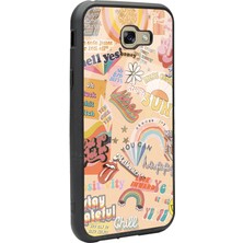 Spoyi Samsung Galaxy A7 (2017) Vintage Sticker Tasarımlı Glossy Telefon Kılıfı