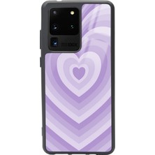 Spoyi Samsung Galaxy S20 Ultra Lila Kalp Tasarımlı Glossy Telefon Kılıfı