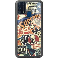 Spoyi Samsung Galaxy M-31 Retro Marka Tasarımlı Glossy Telefon Kılıfı