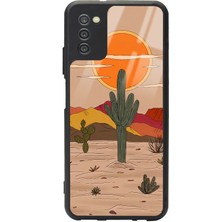 Spoyi Samsung Galaxy A-03S Retro Kaktüs Güneş Tasarımlı Glossy Telefon Kılıfı