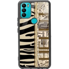 Spoyi General Mobile Gm 21 Plus Zebra Gazete Tasarımlı Glossy Telefon Kılıfı