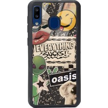 Spoyi Samsung Galaxy A30 Retro Sticker Tasarımlı Glossy Telefon Kılıfı