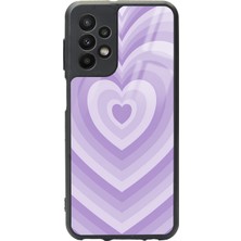 Spoyi Samsung Galaxy A23 Lila Kalp Tasarımlı Glossy Telefon Kılıfı