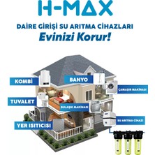 H-Max Craper Tortu ve Klor Önleyici 10 Inç 3lü Daire Girişi Arıtma Cihazı - 0031