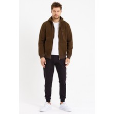 Jack Morino Fermuarlı Sweatshirt Kapüşonlu Haki 0019882