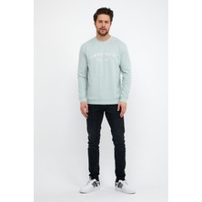 Mococo Nakışlı Buz Mavisi  Sweatshirt  Erkek 5301