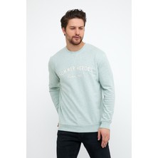 Mococo Nakışlı Buz Mavisi  Sweatshirt  Erkek 5301