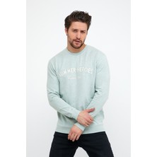 Mococo Nakışlı Buz Mavisi  Sweatshirt  Erkek 5301