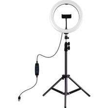 AydemirTech Ring Light 10INC 210 cm Youtuber Makyaj LED Halka Işık Kuaför,make Up Ring Light Tripod Ayak