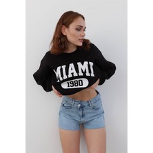 Miami Yazı Detaylı Pamuk Sweatshirt