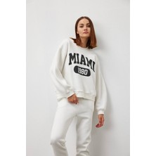 Miami Yazı Detaylı Pamuk Sweatshirt