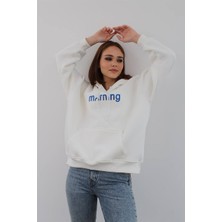 Z Trend Morning Baskı Detaylı Pamuk Kapşonlu Sweatshirt