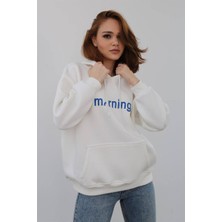 Z Trend Morning Baskı Detaylı Pamuk Kapşonlu Sweatshirt