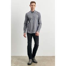 ALTINYILDIZ CLASSICS Erkek Gri Slim Fit Dar Kesim Düğmeli Yaka %100 Pamuk Oxford Gömlek