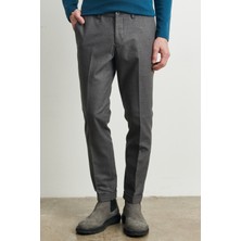ALTINYILDIZ CLASSICS Erkek Gri Slim Fit Dar Kesim Flanel Desenli Beli Lastikli Esnek Pantolon