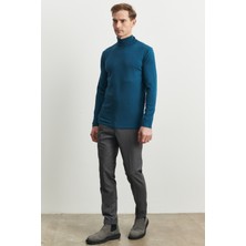 ALTINYILDIZ CLASSICS Erkek Gri Slim Fit Dar Kesim Flanel Desenli Beli Lastikli Esnek Pantolon