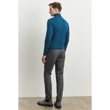 ALTINYILDIZ CLASSICS Erkek Gri Slim Fit Dar Kesim Flanel Desenli Beli Lastikli Esnek Pantolon
